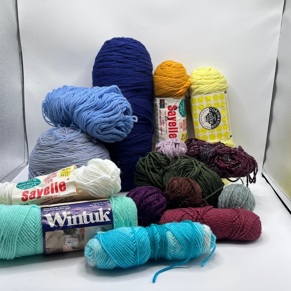Vintage Acrylic Yarn Lot Sayelle Wintuk Coronation Worsted Weight 4 Ply Assorted